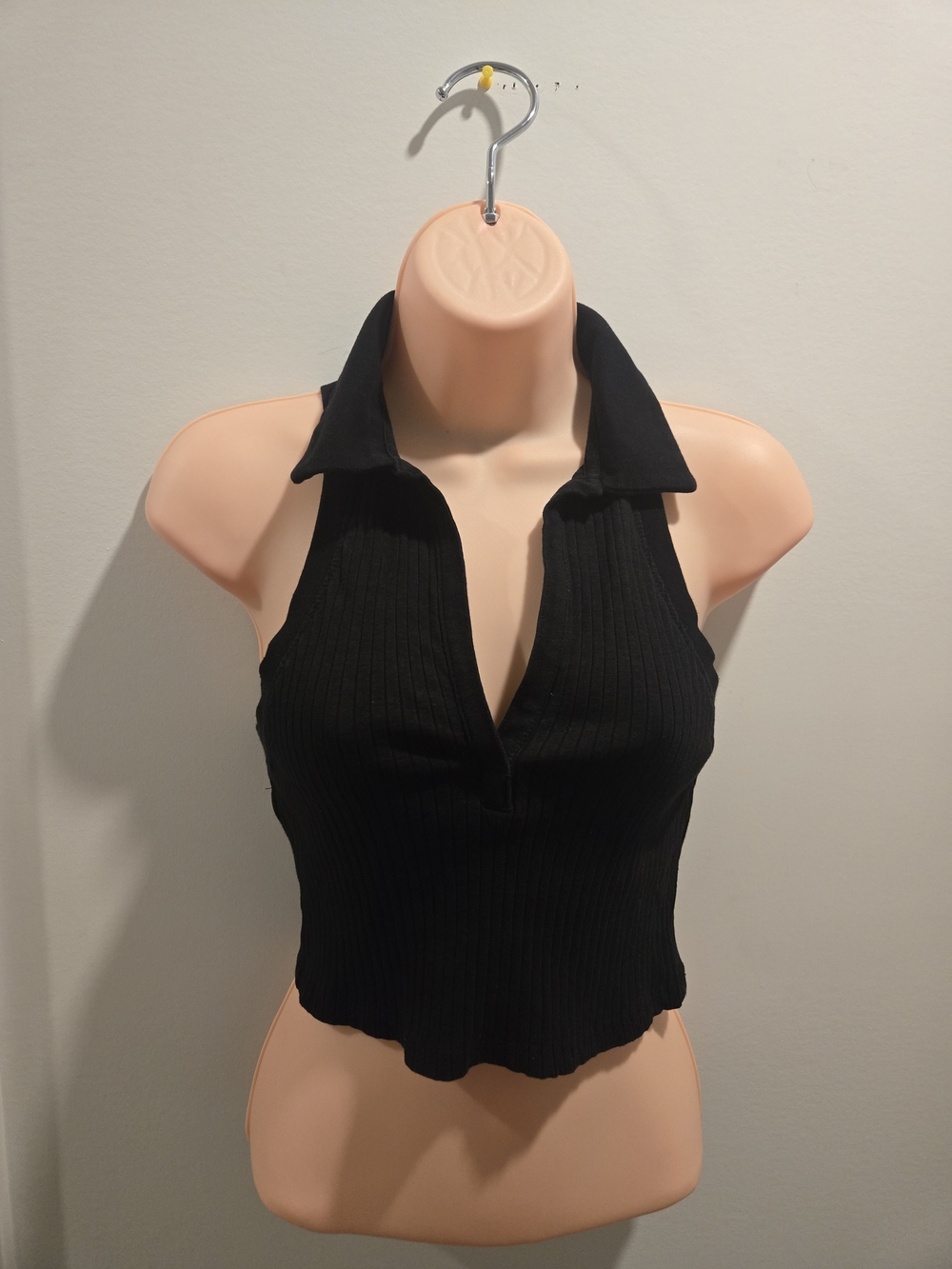 Zara Black Ribbed Collared Tank